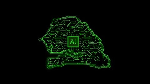 Senegal Map AI Chipset Technology Opener Video stock 337082213