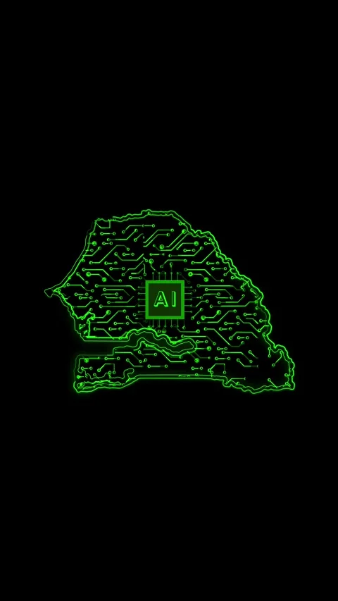 Senegal Map AI Chipset Technology Opener Stock Footage 337172627