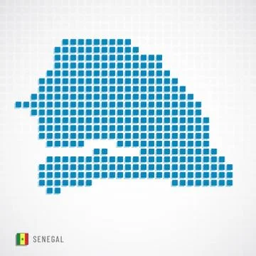 Senegal map and flag icon Stock Illustration