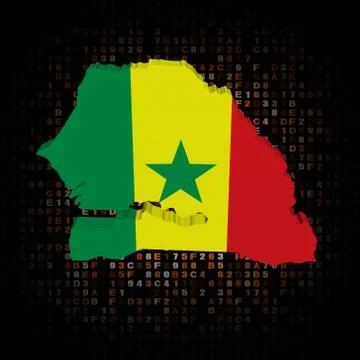 Senegal map flag on hex code illustration Stockillustratie