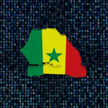 Senegal map flag on hex code illustration Stock Illustration