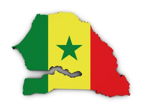 Senegal Map Flag Shape Stock Illustration