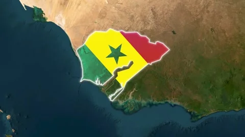 Senegal map outline animated with national flag colors motion footage Vídeo Stock 344571016