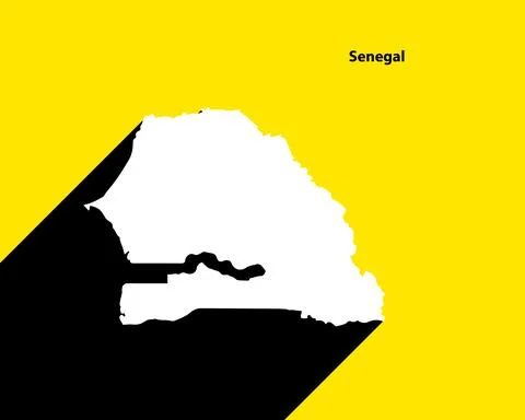 Senegal Map on retro poster with long shadow Stock Illustration