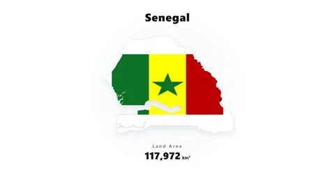 Senegal map silhouette in flag colors with green yellow red bands and star Stock Footage 345645656