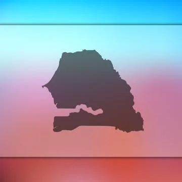 Senegal map. Vector silhouette of Senegal. Blurred background Stock Illustration