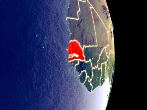 Senegal on night Earth Stock Illustration