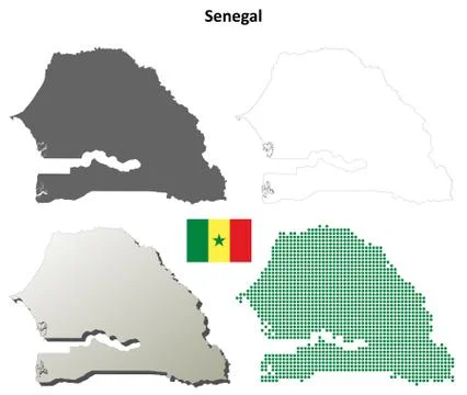 Senegal outline map set Illustrazione stock