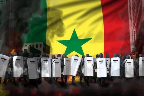 Senegal protest fighting concept Stock Illustration
