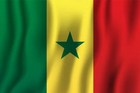 Senegal realistic waving flag vector illustration. National country backgroun Stock Illustration