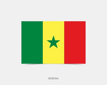 Senegal Rectangle flag icon with shadow. Stock Illustration