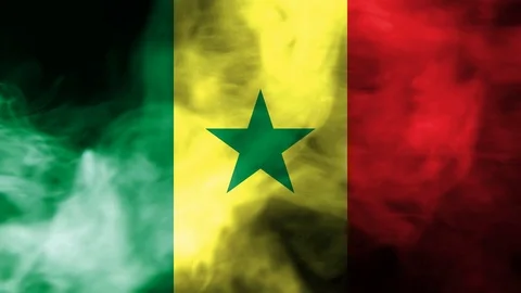 Senegal smoke waving flag Stock Footage 98353038