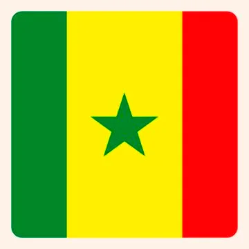Senegal square flag button, social media communication sign, business icon. Stock Illustration
