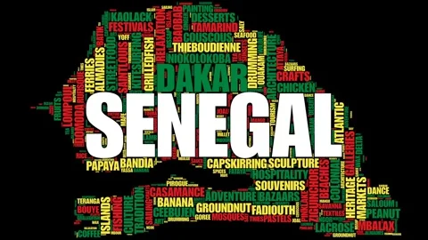 Senegal Tag Cloud Map: Culture, Cities, Food and Travel Keywords Visualization Stock Footage 328079240