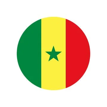 Senegal vector flag circle on white background Stock Illustration