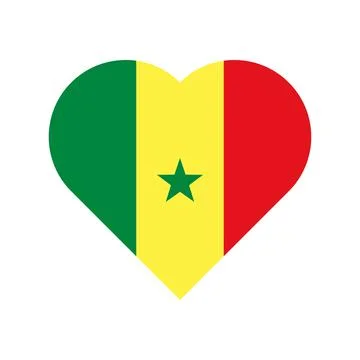 Senegal vector flag heart on white background Stock Illustration