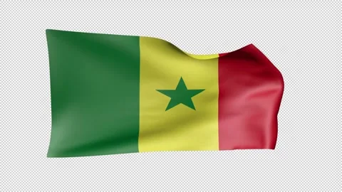 Senegal Waving Flag Transparent Alpha Video stock 274435307