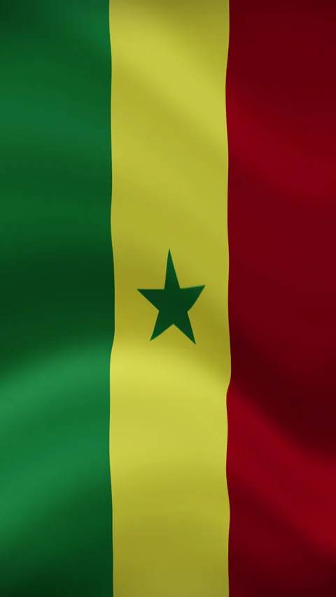 Senegal Waving Flag in Vertical Orientation – Realistic Loop Animation Stock Footage 294949360