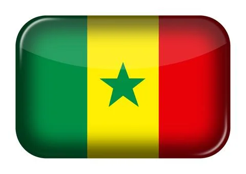 Senegal web icon rectangle button with clipping path 3d illustration 스톡 일러스트