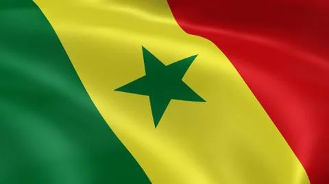 Senegalese flag in the wind Stock Photos