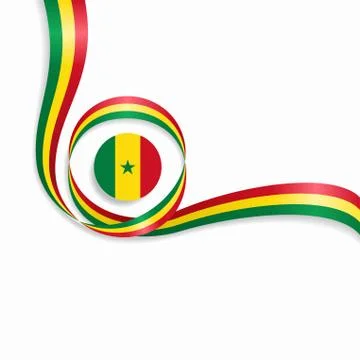 Senegalese wavy flag background. Vector illustration. Stock Illustration