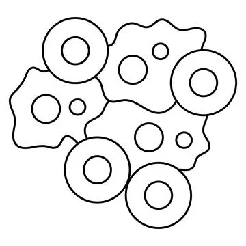 Senescence large flat cells with adjacent tumor cells Stock Illustration