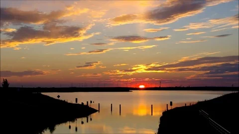 Senftenberger Lake, nice sunset Stock Footage 69900689