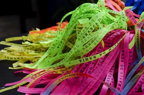 Senhor do Bonfim tapes. Famous ribbons that are sold in the church for the fa Stock Photos