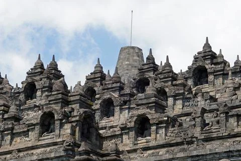  senic view of borobodur temple on java 库存照片