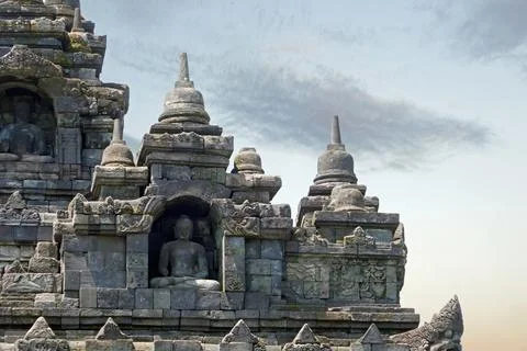  senic view of borobodur temple on java Stock-Fotos