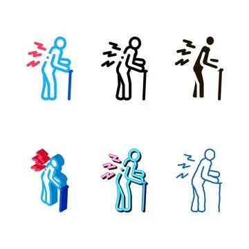 Senile arthritis simplified of back icon vector outline イラスト素材
