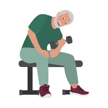 Senior active man doing triceps exercise workout Stock Illustration