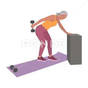 Middle Aged Woman Doing Exercise for Triceps Stock Photo - Image