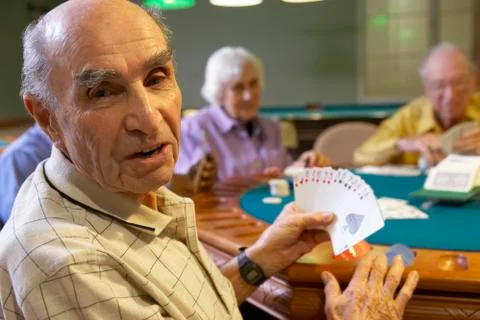 Senior adults playing bridge Stock Photos