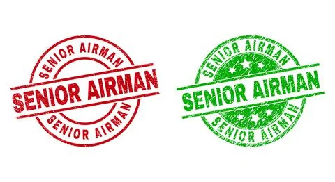 SENIOR AIRMAN Round Badges Using Corroded Texture Stock Illustration