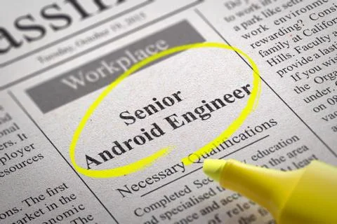 Senior Android Engineer Vacancy in Newspaper. Stock Illustration