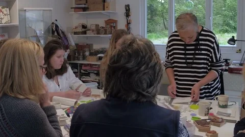 Senior artist in studio Stock Footage 76863661