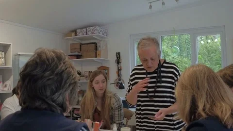 Senior artist in studio Stock Footage 76897809