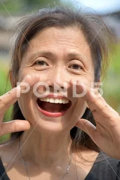 Senior Asian Gramma Talking Stock Photos
