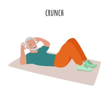 Senior athletic man doing crunch exercise workout Stock Illustration
