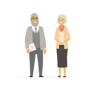 Senior Business Couple - vector flat composition. Stock Illustration