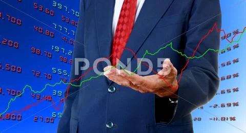 Senior businessman analyst stock exchange data graph Stock Illustration