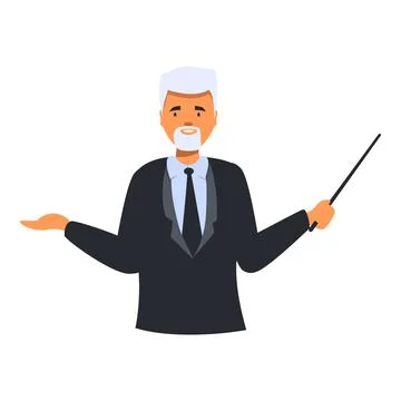 Senior businessman pointing with pointer stick making presentation Stock Illustration
