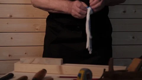 Senior carpenter preparing to work Stock Footage 77109160