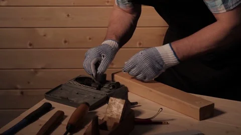 Senior carpenter preparing to work Stock Footage 77214257