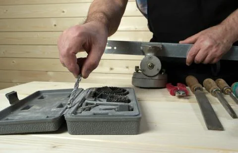 Senior carpenter working in his workshop Stock Photos