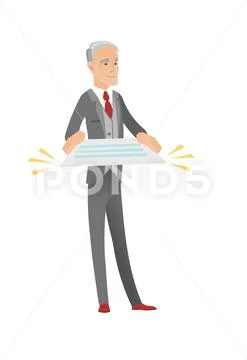 Senior caucasian businessman holding a contract. Stock Illustration