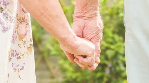 Senior Caucasian couple holding hands Video stock 77489853