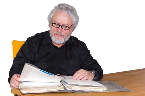 Senior is checking some papers Stock Photos