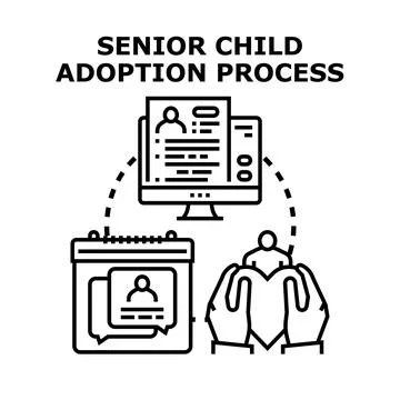 Senior child adoption process concept illustration Stock Illustration